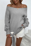 Off Shoulder Tie Knot Knitting Sweater 