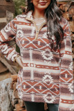 Aztec Zipped Sherpa Pullover Sweatshirt