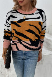 Tiger Stripe Knit Pullover Sweaters