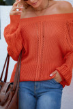 One Shoulder Hollow Puff Sleeve Sweater 