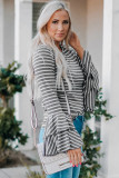 Gray Double Bell Sleeves Stripe Top