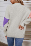 High Neck Color Block Pullover Sweaters