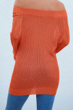 One Shoulder Hollow Puff Sleeve Sweater 