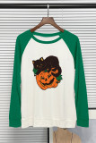 Black Cat Pumpkin Vintage Halloween Long Sleeve Top Women UNISHE Wholesale