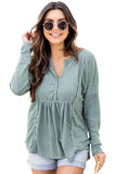 Buttoned Splicing Long Sleeve Blouse