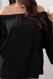 Black Off Shoulder Tiered Sleeves Plus Size Top