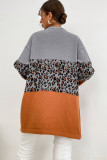 Leopard Colorblock Splicing Sweater Cardigan