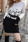 Leopard Colorblock Splicing Sweater Dress 