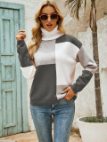 Colorblock Splicing Turtleneck Sweater 