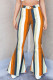 Multicolor Striped Print High Waist Flare Denim Pants