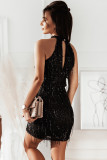Black Sequined Fringed Mini Dress
