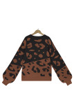 Leopard Splicing Knitting Pullover Sweater 