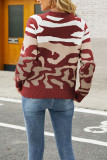 Leopard Splicing Colorblock Sweater 