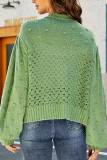 Bubble Crochet Knit Open Button Sweater Cardigans