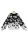 Leopard Splicing Knitting Pullover Sweater 