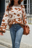 Leopard Splicing Knitting Pullover Sweater 
