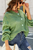 Bubble Crochet Knit Open Button Sweater Cardigans