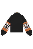Tuetleneck Colorblock Splicing Leopard Sweater 