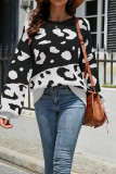Leopard Splicing Knitting Pullover Sweater 