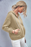 Zipper Hooded Kangaroo Pocket Plain Sweatshirt 