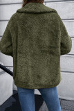 Color Block Pocket Open Button Fleece Coat