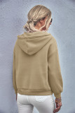 Zipper Hooded Kangaroo Pocket Plain Sweatshirt 