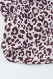 Leopard V Neck Long Sleeve Tie Waist Mini Dress