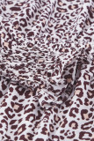 Leopard V Neck Long Sleeve Tie Waist Mini Dress