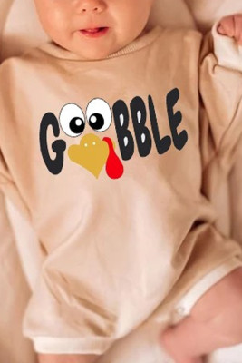 Thanksgiving Gobble Print Baby Romper 