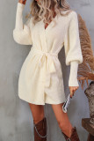 Plain Bat Sleeves Open Front Knit Cardigans with Belt