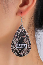 Leopard MAMA Print PU Earrings MOQ 3pcs