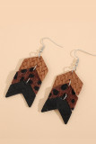 Brown Exotic PU Furry Patchwork Arrow Earrings MOQ 3pcs