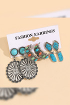 Turquoise Blossom Earrings 3 Pairs Set