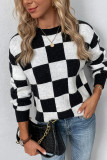 Square Plaid Knit Pullover Sweaters