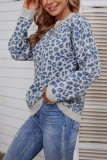 Color Leopard Knit Pullover Sweaters