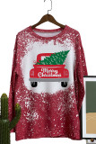  Red Truck Farmhouse Christmas Tree Bleached Long Sleeves Top Unishe Wholesale