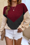 Chervon Color Block Pullover Knit Sweaters 