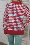 Houndstooth Plaid Contrast Color Pullover Sweaters