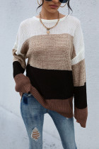 Black Color Block Drop Shoulder Knit Sweaters