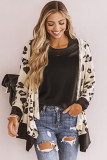Leopard Print Hooded Open Front Cardigan