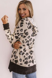 Leopard Print Hooded Open Front Cardigan