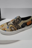 Snake Leopard Mixed Print Slip On Shoes