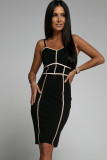 Black Color Block Spaghetti Straps Bodycon Dress