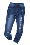 Blue Wash Distressed Skinny High Waist Jeans