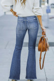 Dark Blue Ripped Distressed Bell Jeans Pants