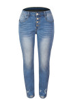 Blue Washed Ripped Skinny Jeans Pants