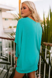 Green Batwing Sleeves Loose Knit Tunic Top