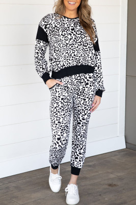 Leopard Print Pullover and Joggers Set