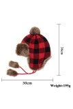 Plaid Knit Fur Lining Beanie Hats