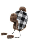 Plaid Knit Fur Lining Beanie Hats